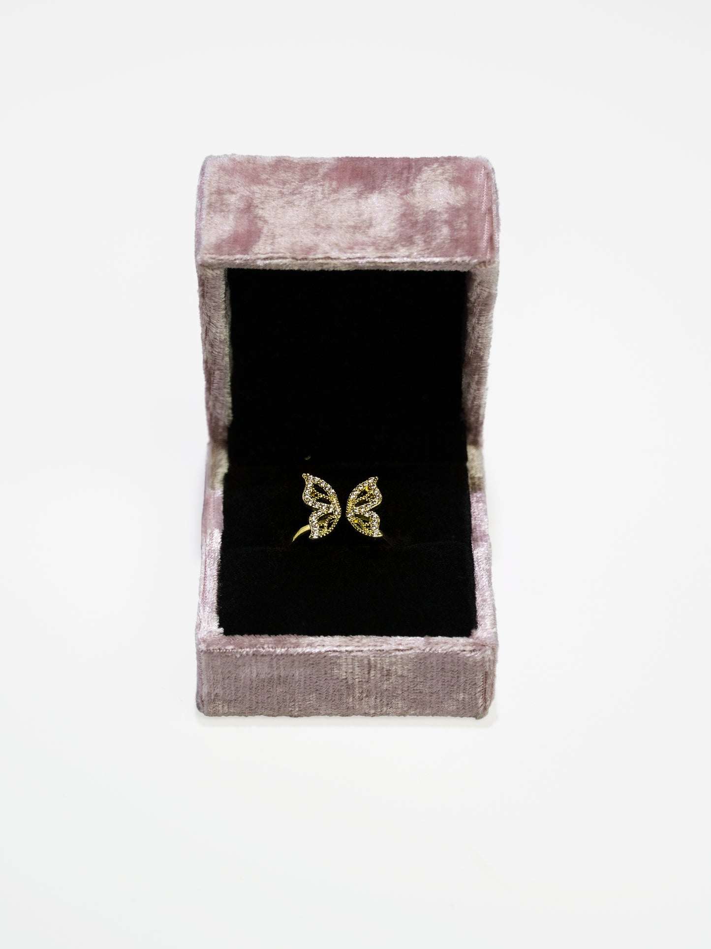 16K Gold Cubic Zirconia Butterfly Wings Adjustable Opening Ring-06