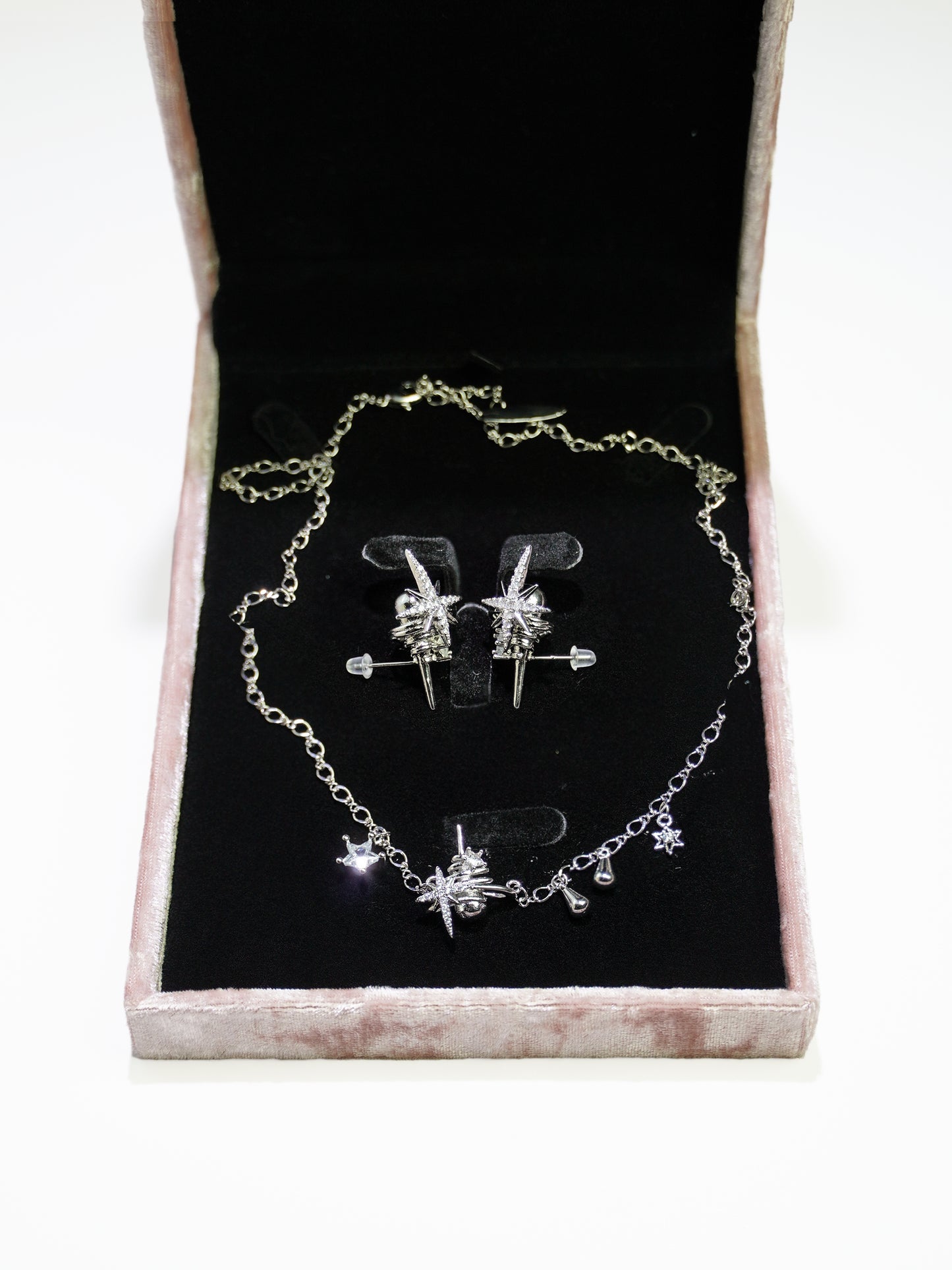 14K Gold Starburst necklace and star and teardrop charms-11