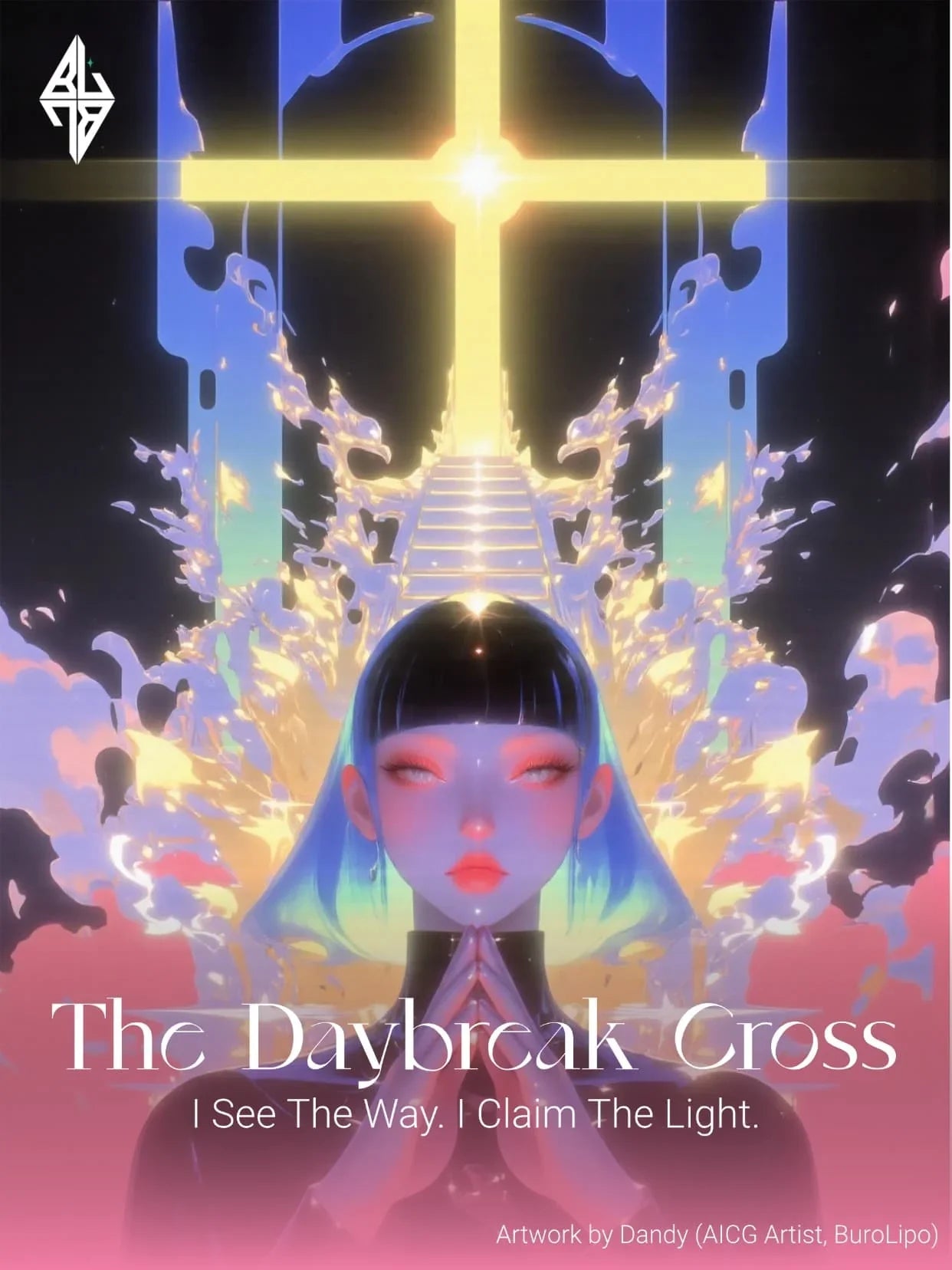 18K Gold Baguette & Round Diamond Cross Necklace