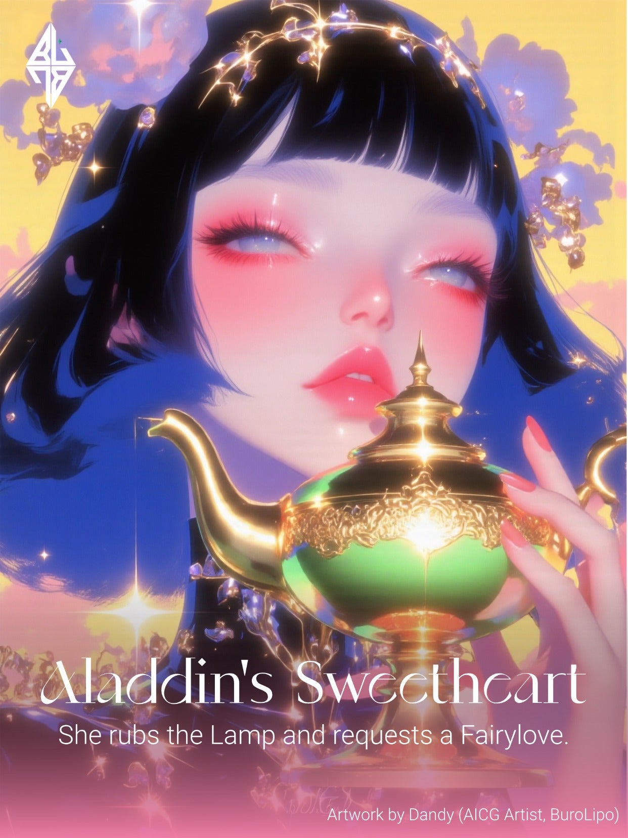 14K Gold Pink Cubic Zirconia Aladdin's Wish Lamp Necklace-03