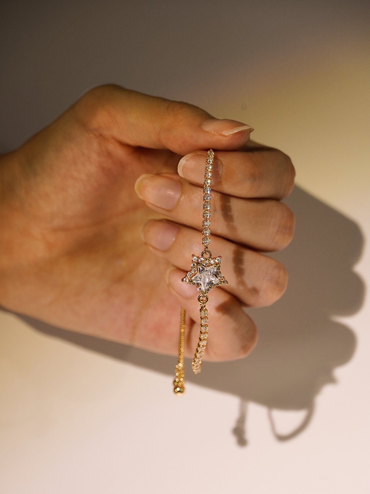 Lovely Pink Star Tennis Bracelet With Adjustable Chain-07