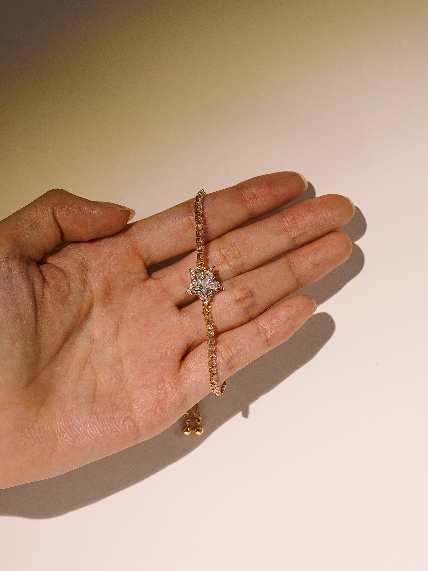 Lovely Pink Star Tennis Bracelet With Adjustable Chain-08