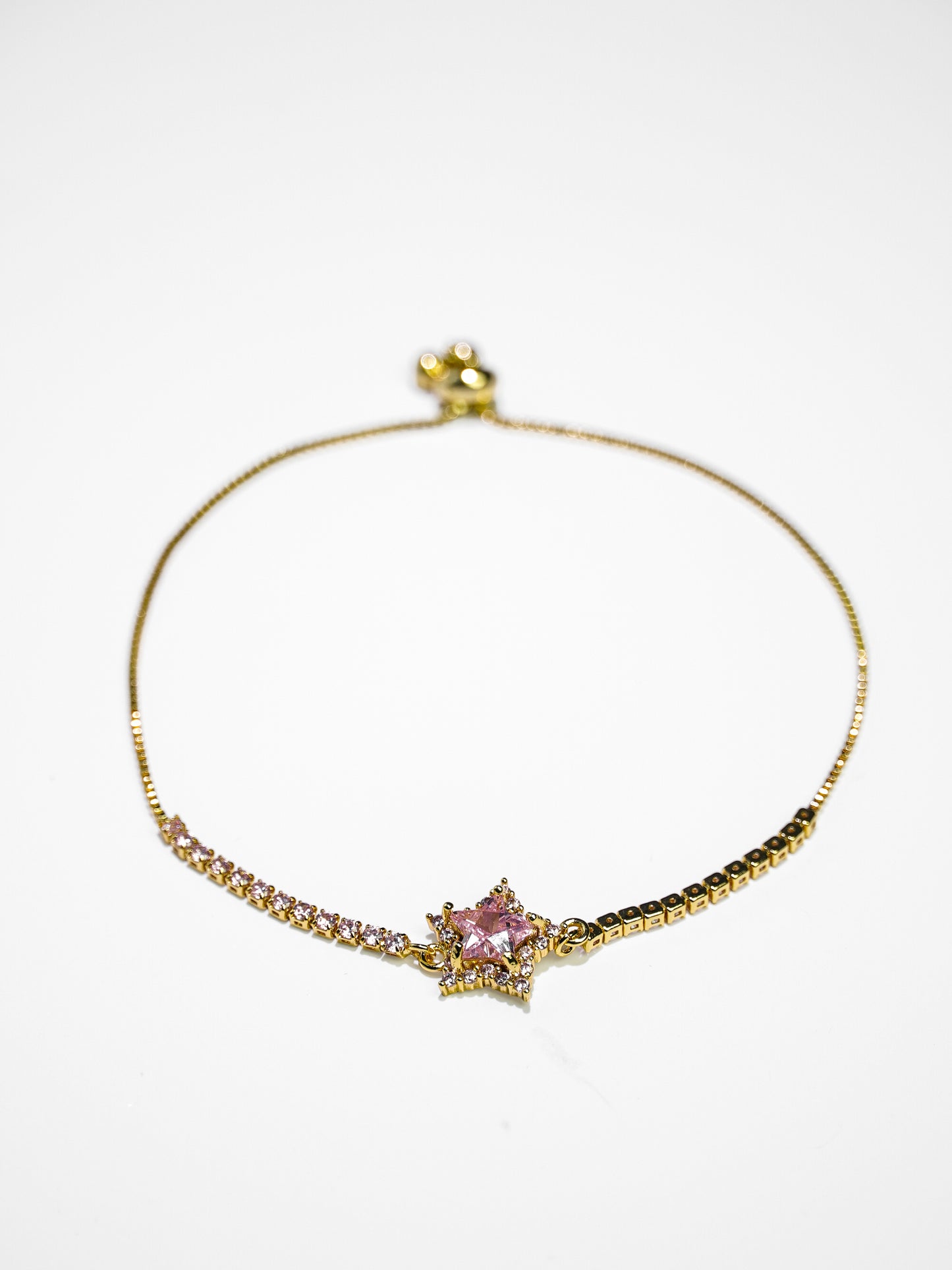 Lovely Pink Star Tennis Bracelet With Adjustable Chain-11