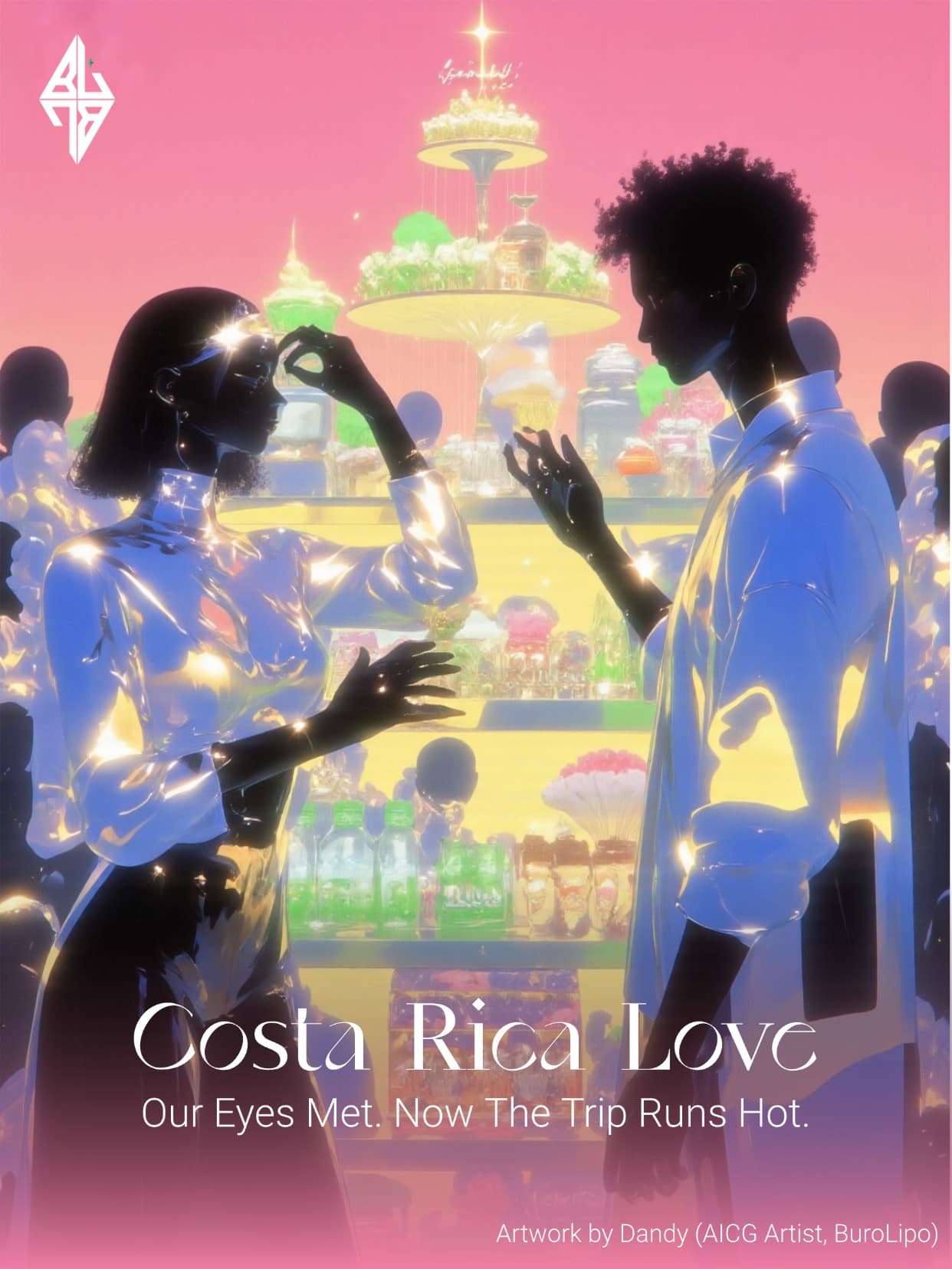 14K Gold Leopard Print Bandana Chain Heart Pendant Necklace-03