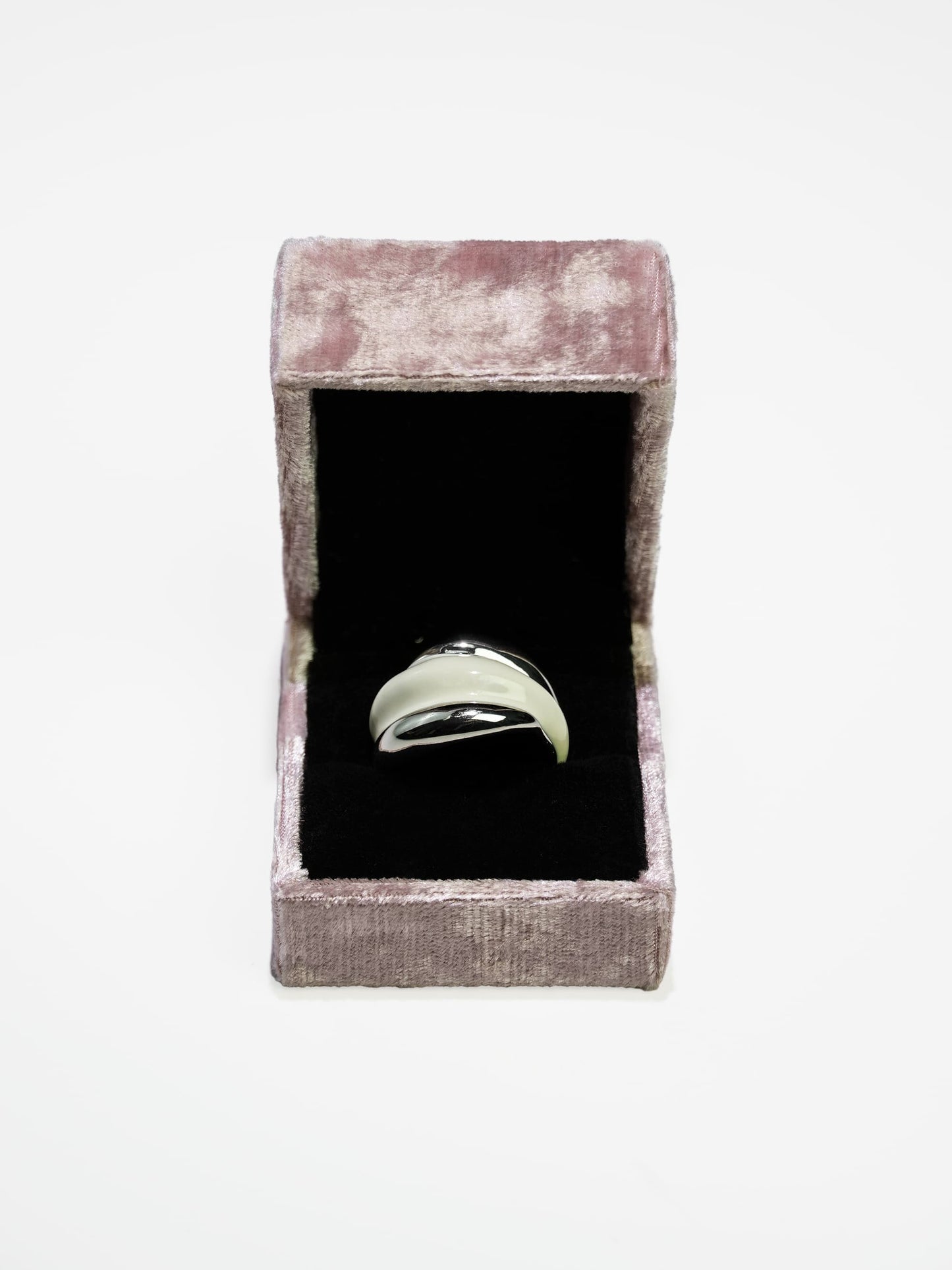 925 Silver Minimal Cream White Enamel Ring For Women-11