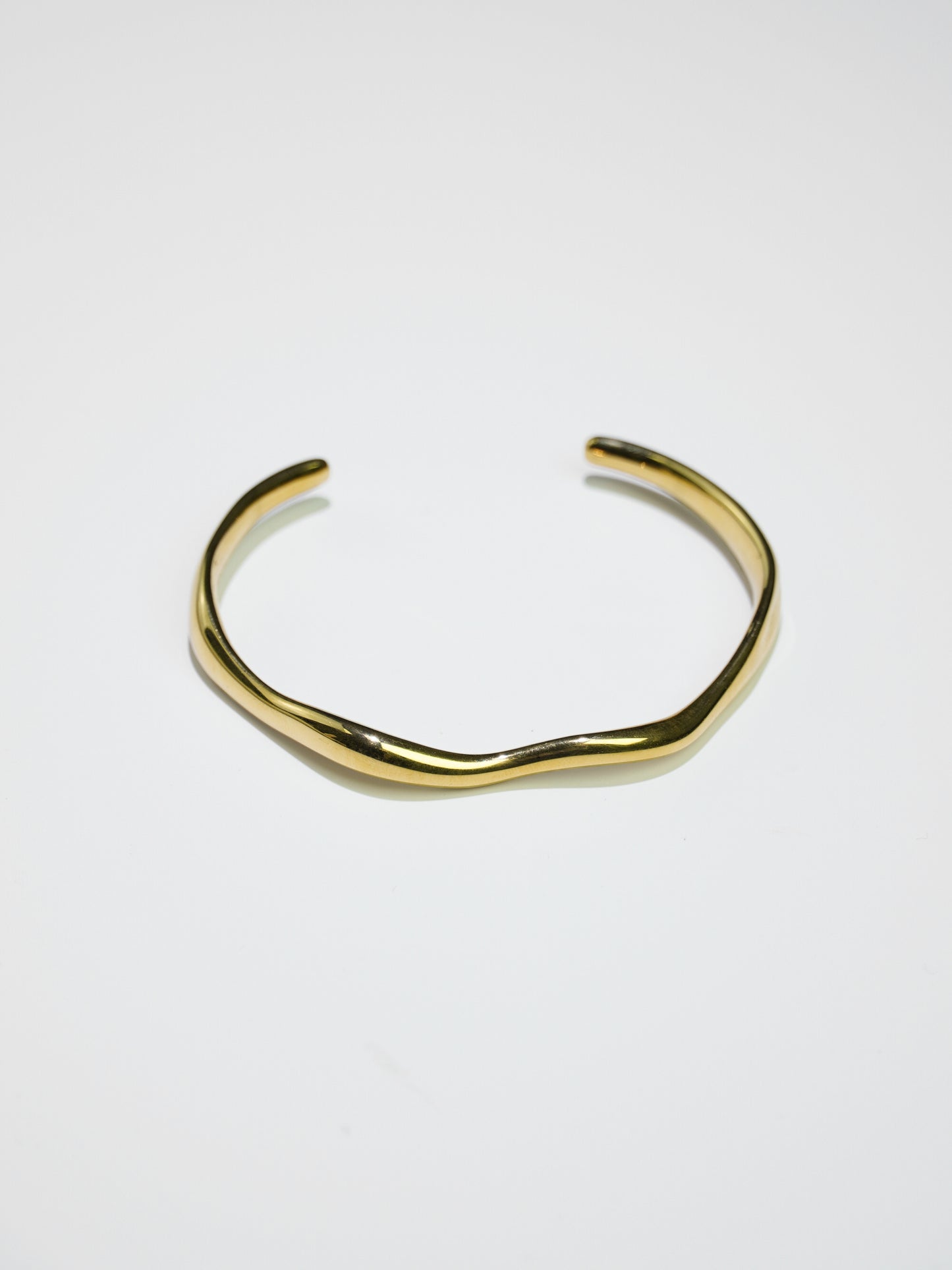 18K Gold Planted Stainless Steel Wave Open Chain Bangle Bracelet-10