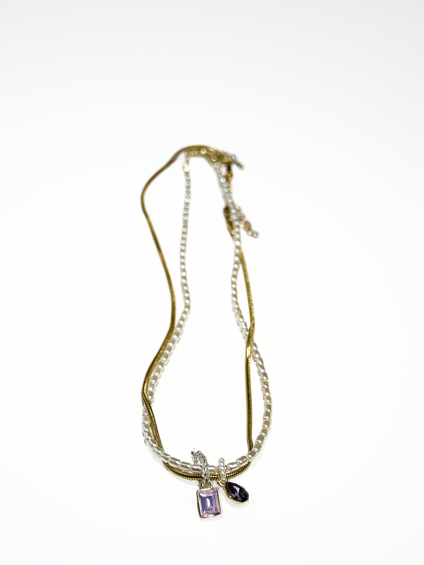 14K Gold & Artificial Pearls Double-Layer Replaceable Necklace-06