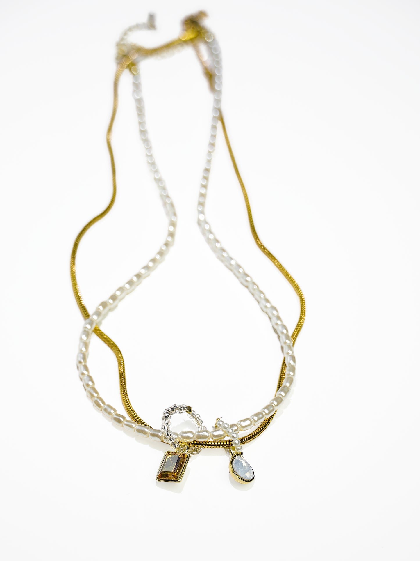 14K Gold & Artificial Pearls Double-Layer Replaceable Necklace-07