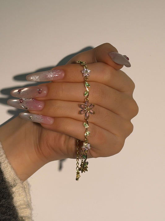 18K Gold Plated Multi Diamond Flower Bracelet