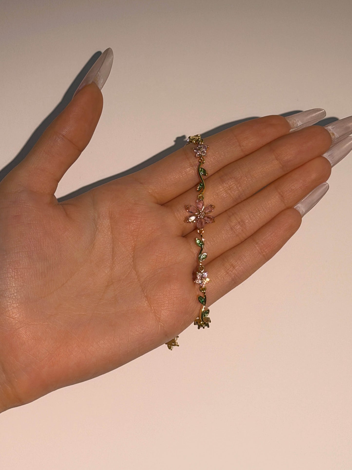 18K Gold Plated Multi Diamond Flower Bracelet
