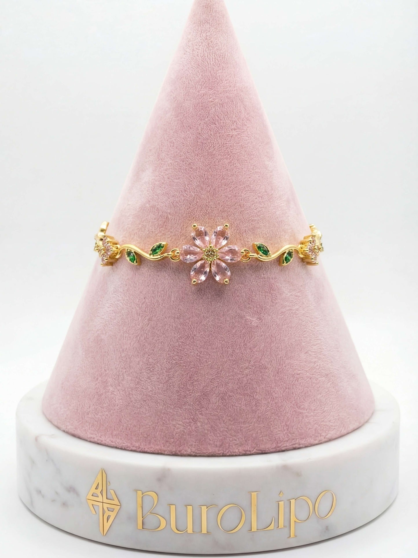 18K Gold Plated Multi Diamond Flower Bracelet