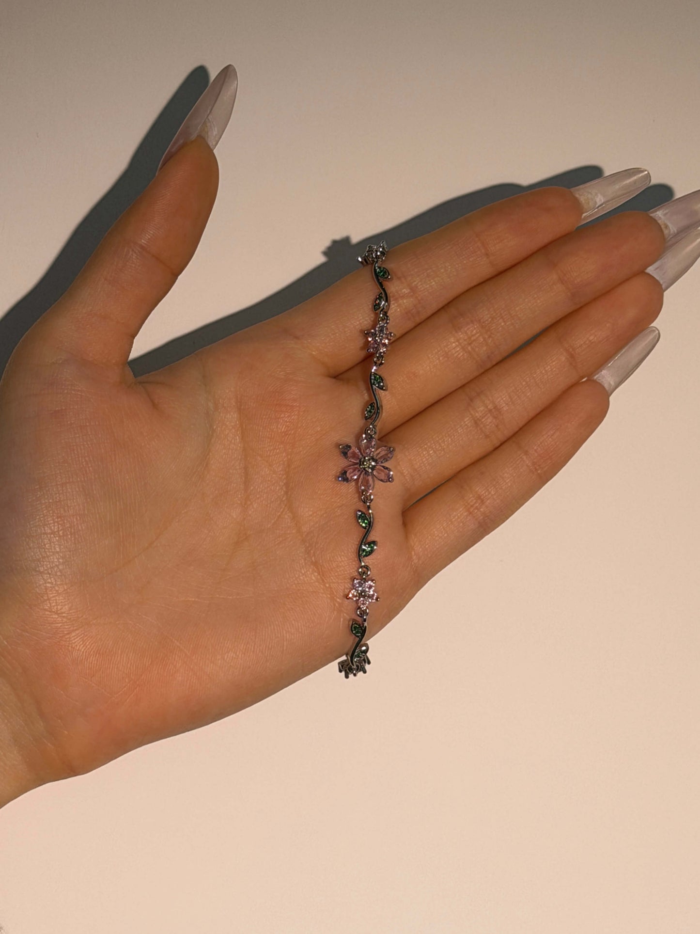 18K Gold Plated Multi Diamond Flower Bracelet