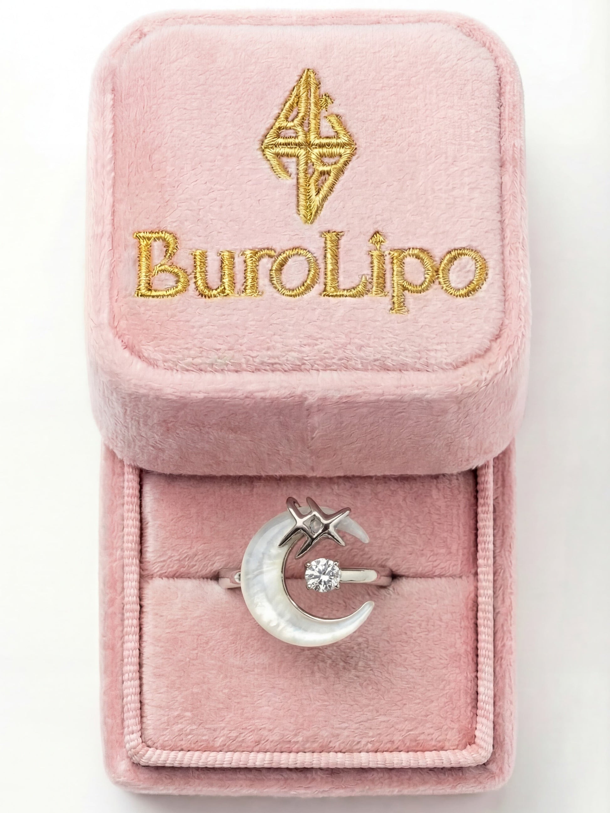 Platinum Plated Moon Star Ring