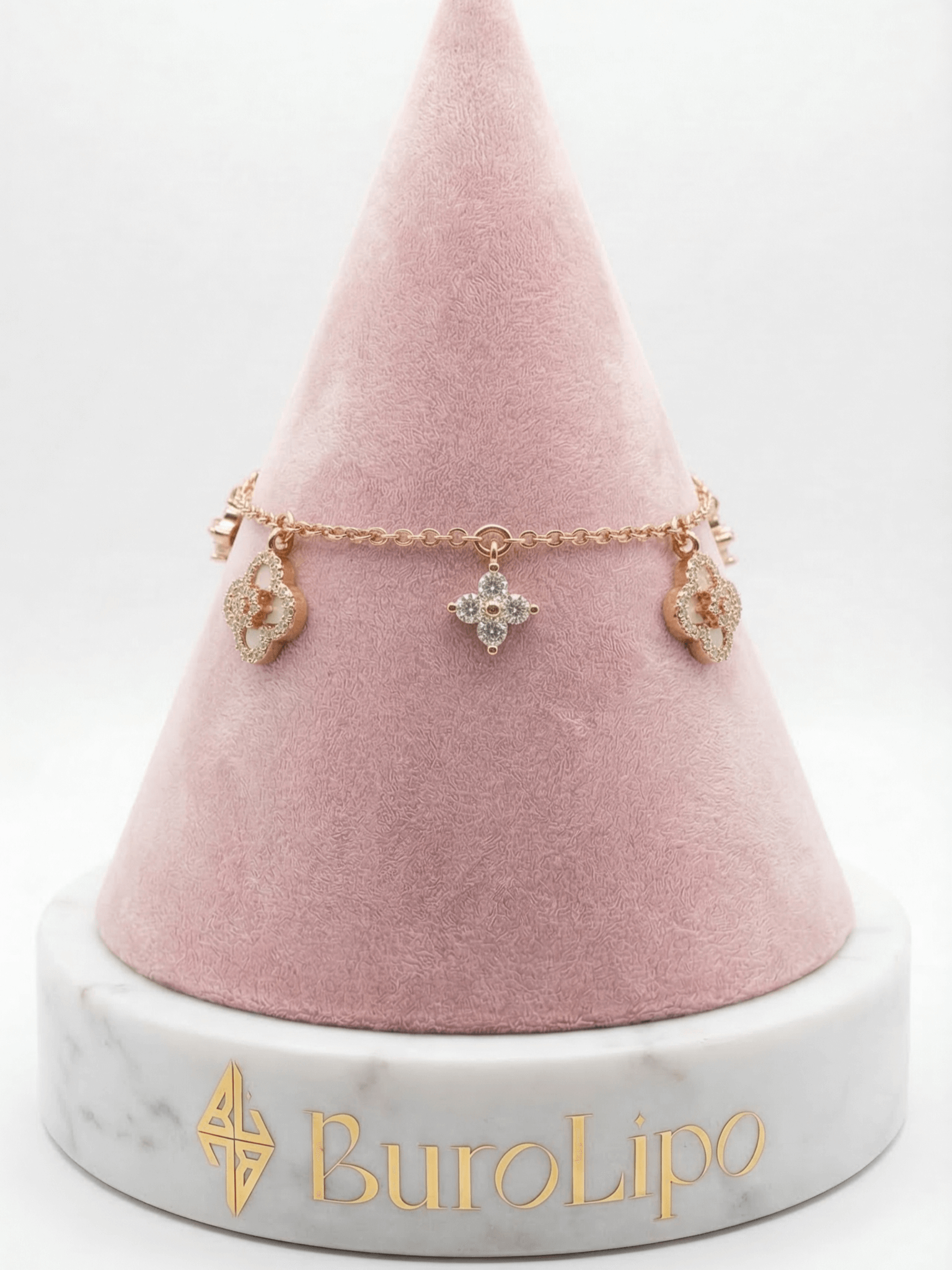 18K Rose Gold Plated Pink Lucky Leaf Shell Pearls Bracelet