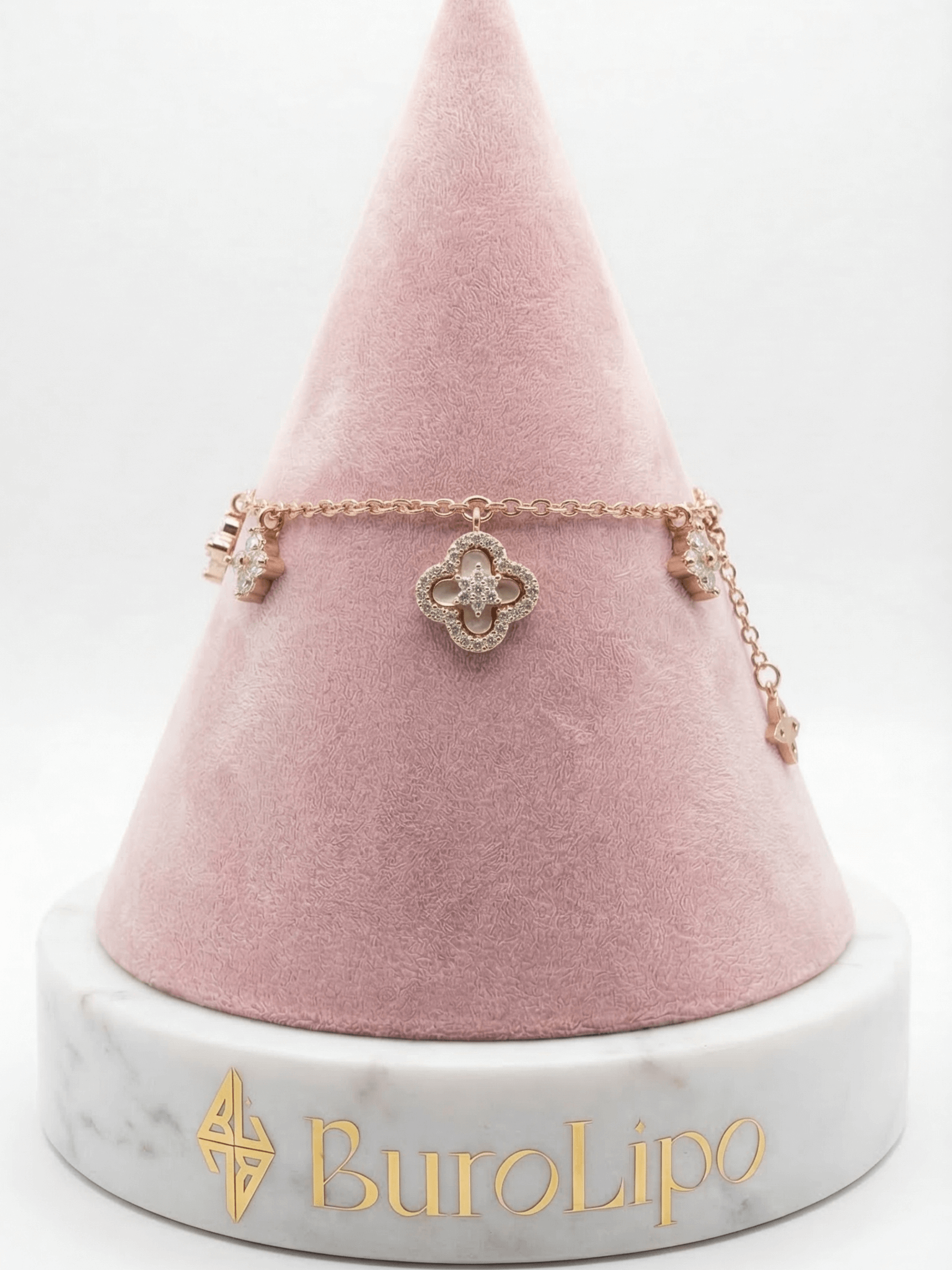 18K Rose Gold Plated Pink Lucky Leaf Shell Pearls Bracelet