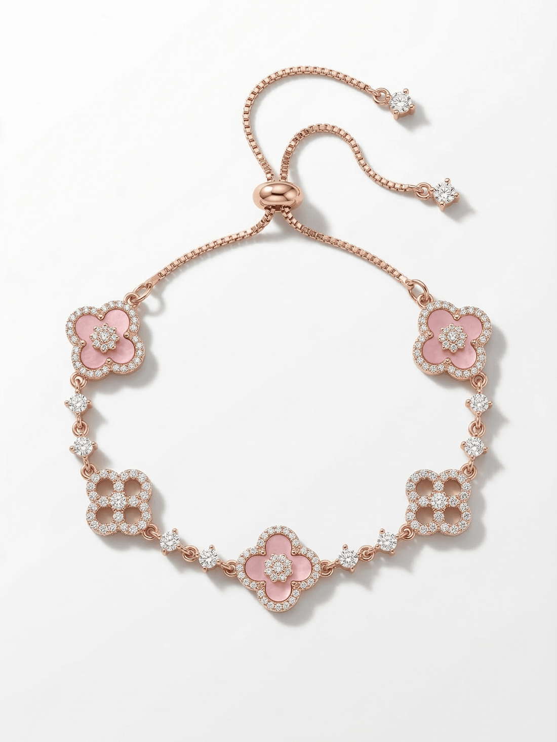 18K Rose Gold Plated Lucky Leaf Shell Pearls Bracelet