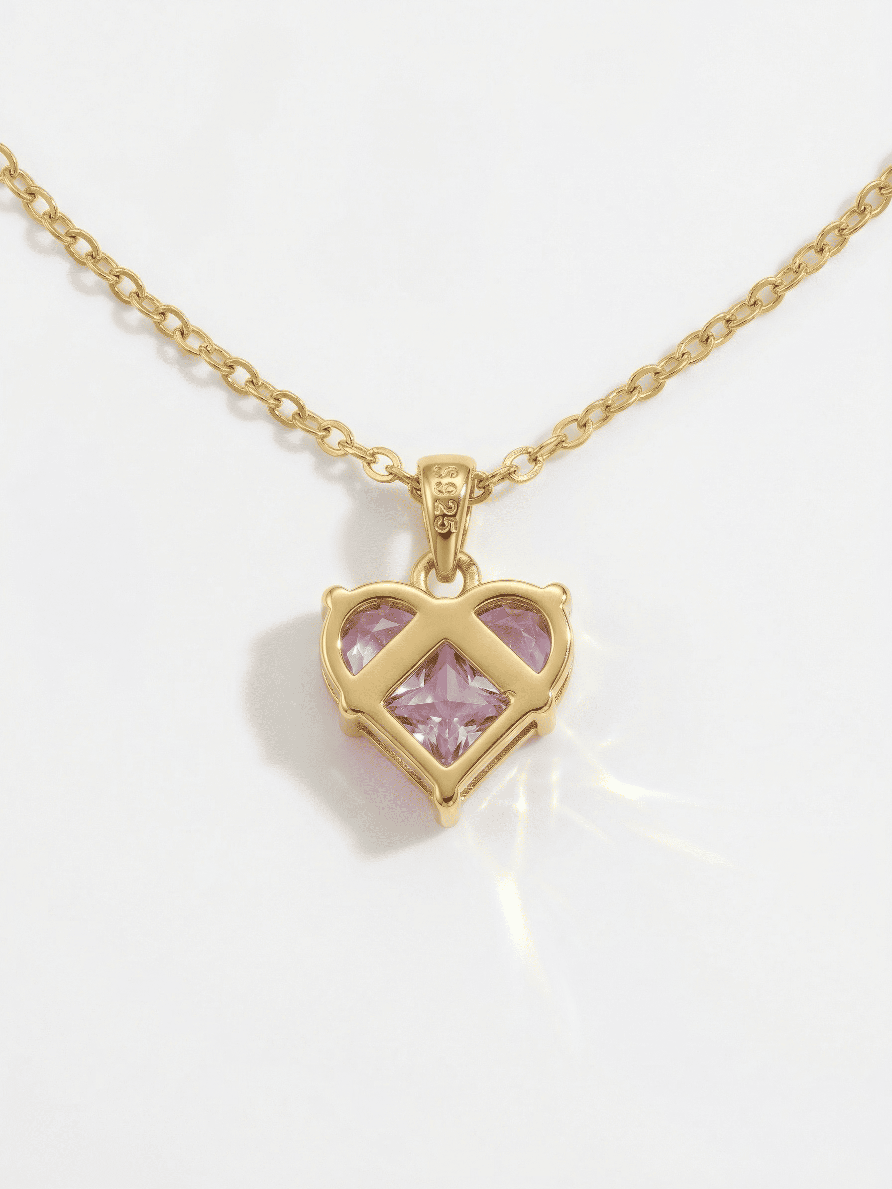 18K Gold Pink Zircon Heart Romance Necklace