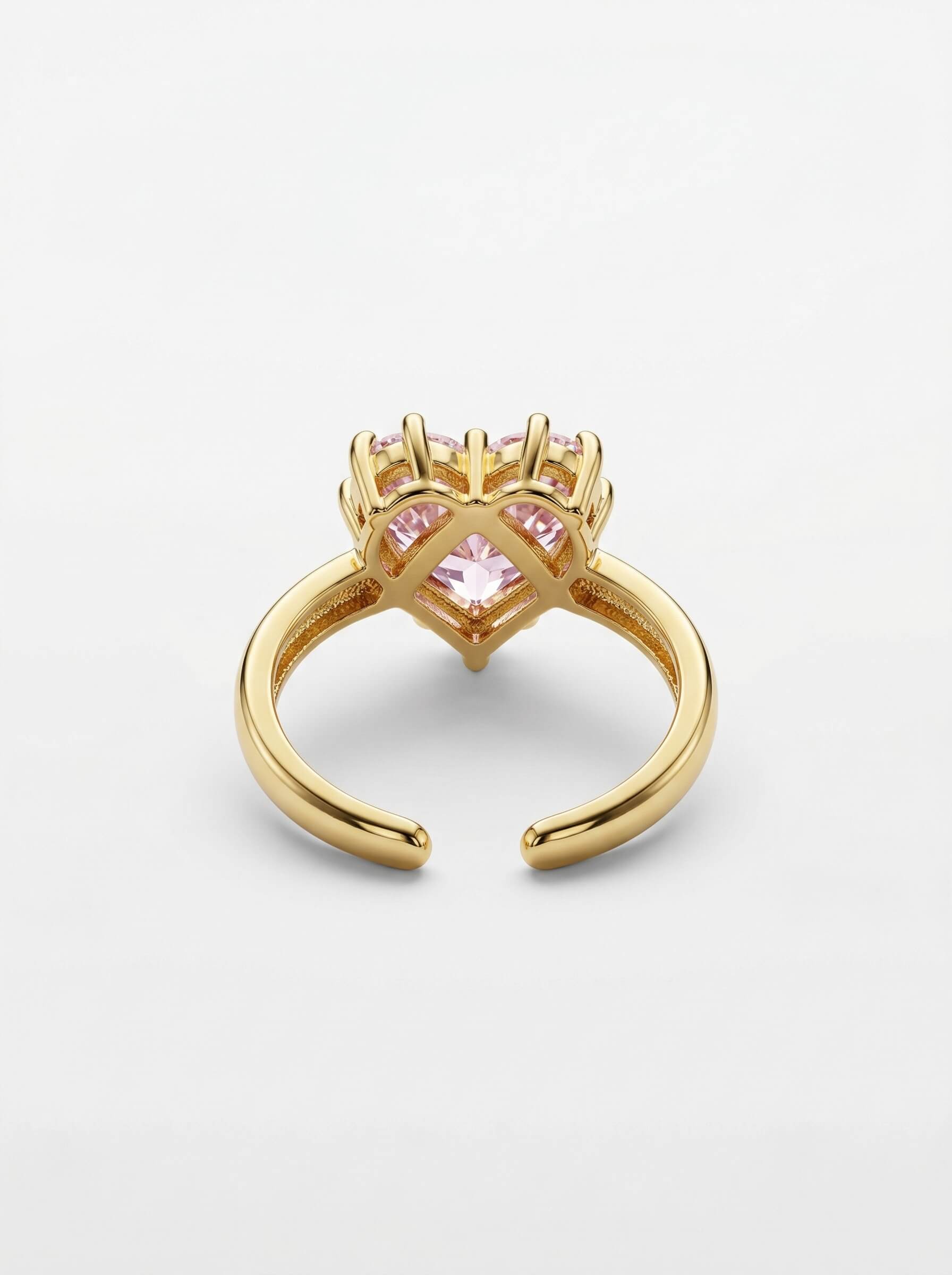 18K Gold Pink Zircon Heart Romance Ring