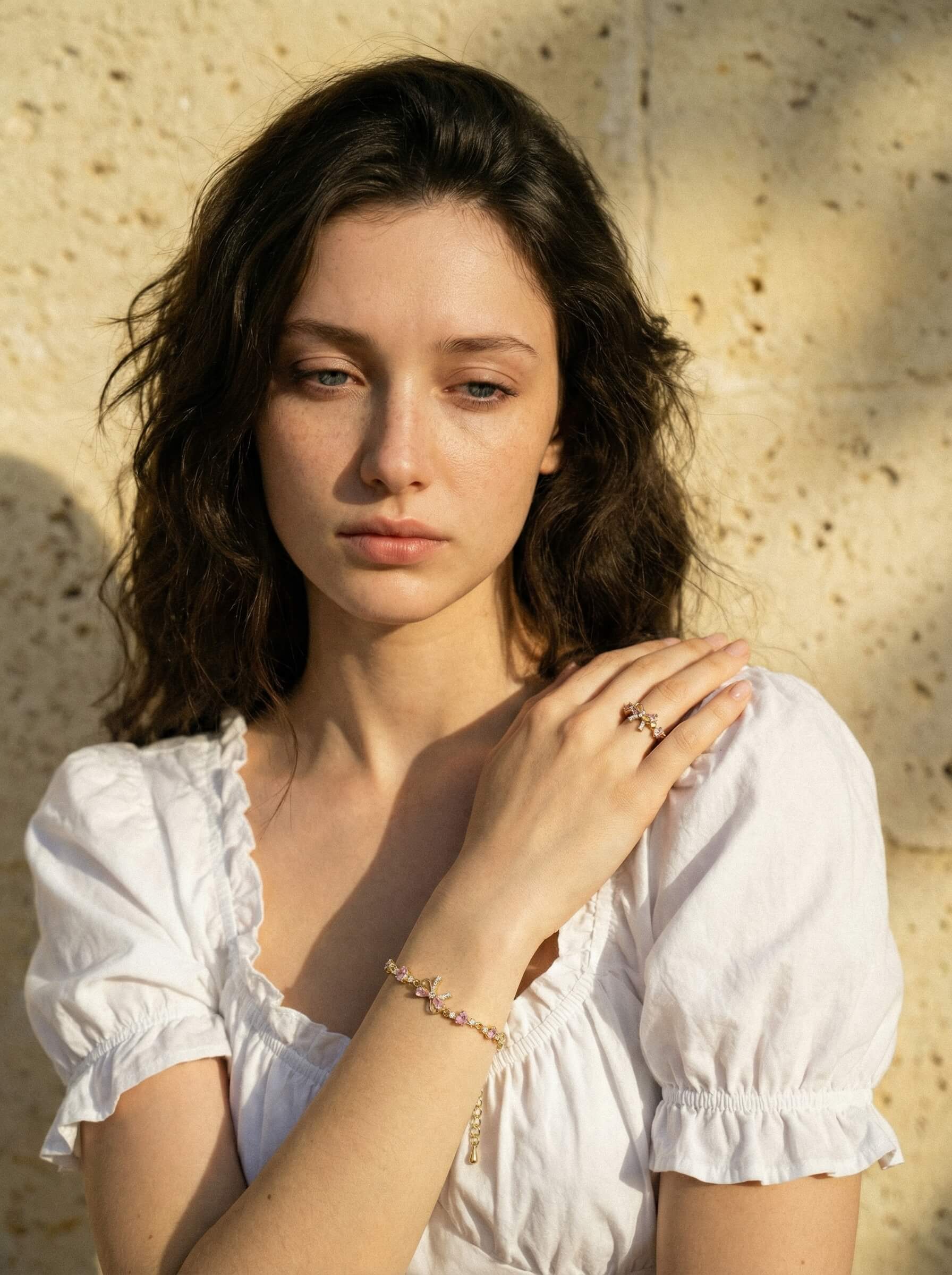 18K Gold Pink Heart Candy Bow Ring