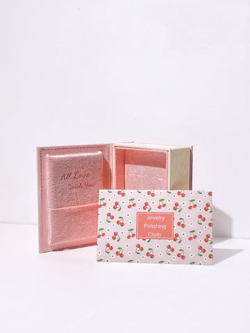 Vintage Book-Shaped Pink Jewelry Box