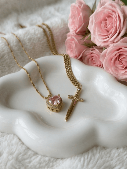 Couple Heart & Sword Matching Necklaces-03
