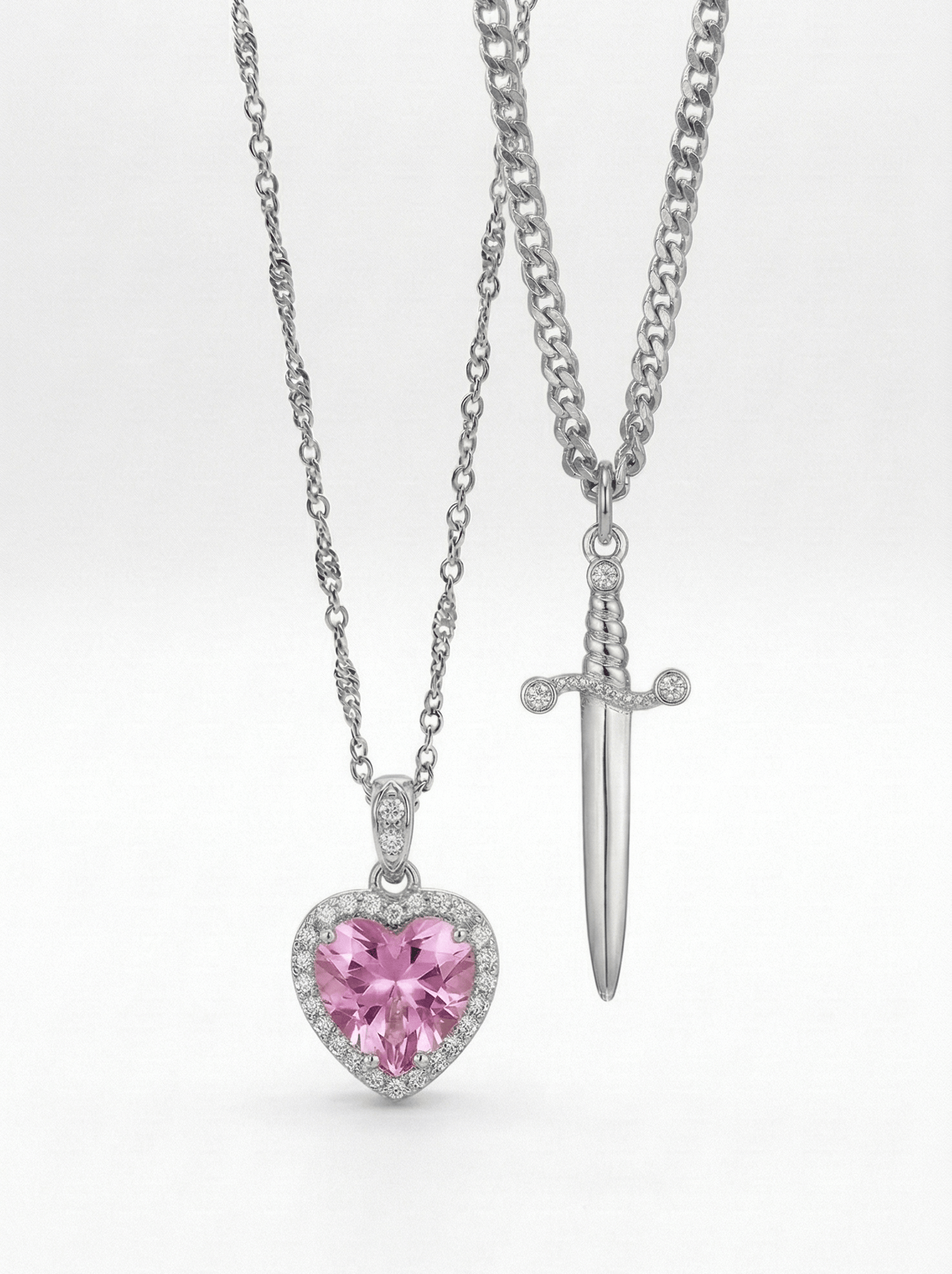 Couple Heart & Sword Matching Necklaces-09
